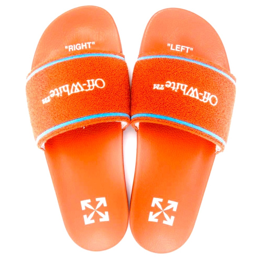 Off white terry slide orange